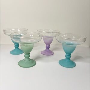 Vintage Blendo Ombre Margarita Glasses West Virginia Glass Specialty